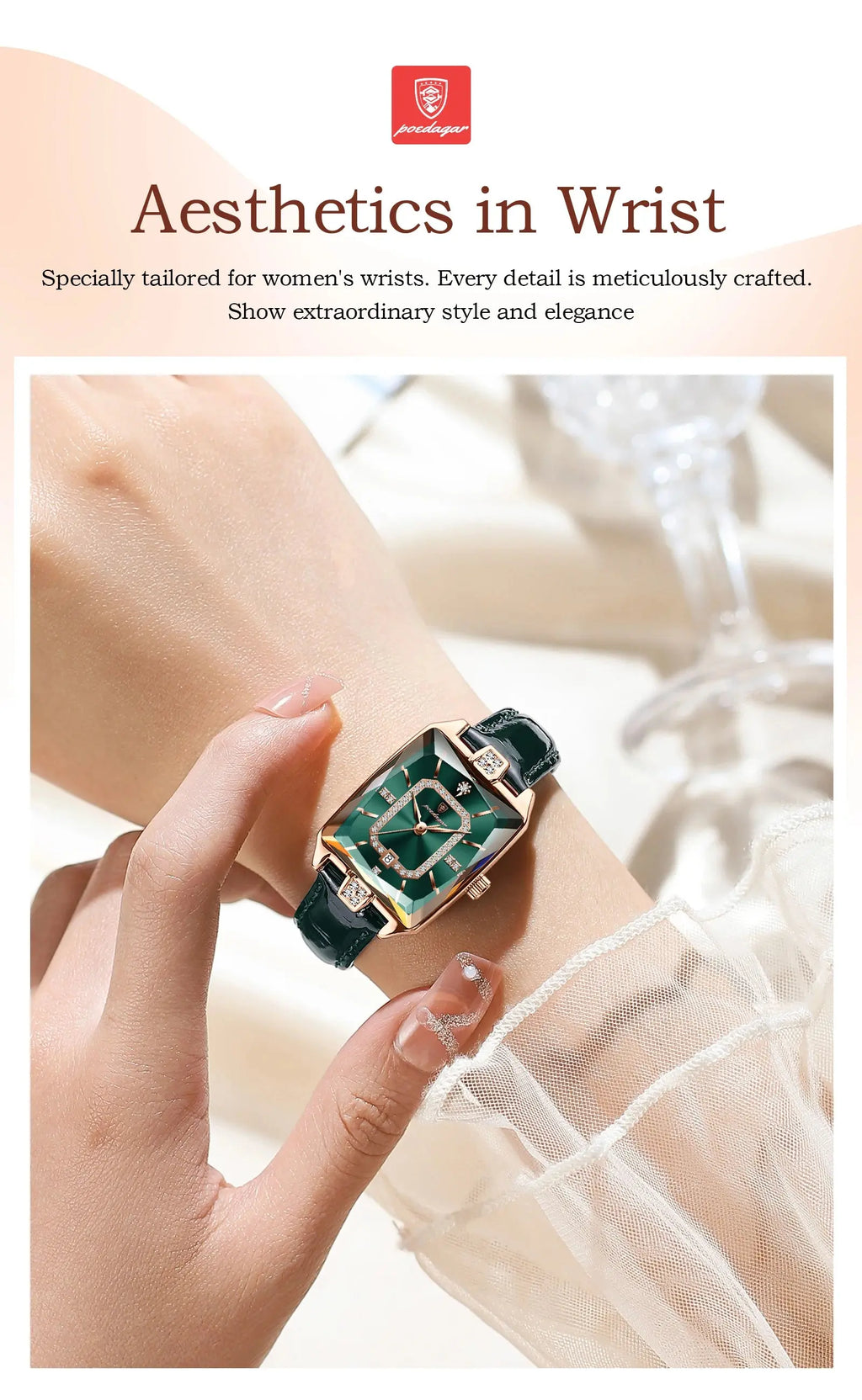 POEDAGAR Rectangle Luxury Women's Watches Waterproof Date Leather Woman Watch Elegant Fashion Quartz Women Wristwatch Reloj Gift My Store