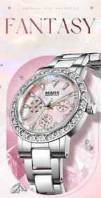 Mark Fairwhale Dress Pink Diamond Watch For Women Fashion Ceramic Chain Quartz Watch Luxury Brilliant Beimu Wristwatch Ladies Gola Watches