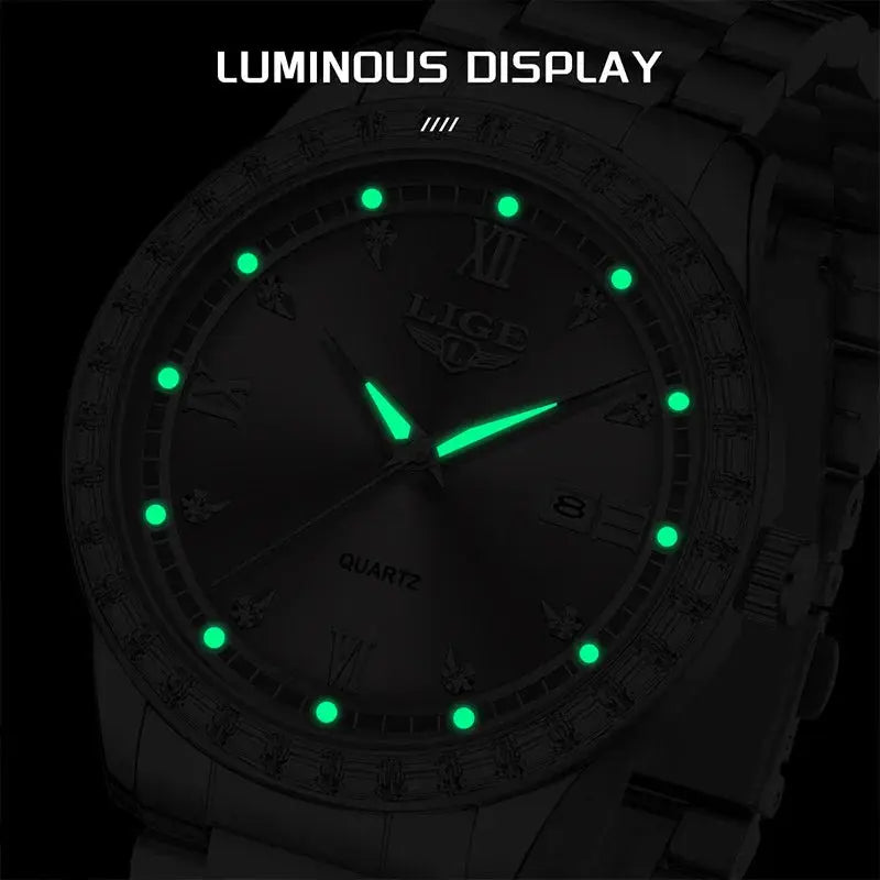 LIGE elegant women's watch Fashion waterproof clock luminous stainless steel business quartz watch for Women reloj de mujer+BOX Gola Watches
