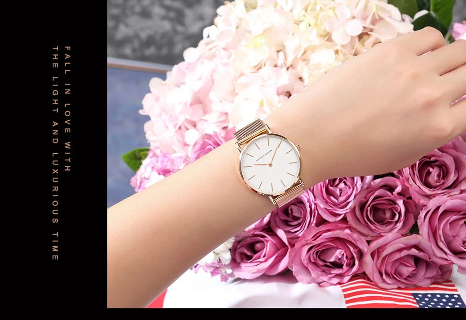 Women Watch Top Brand Japan Quartz Movement 36mm Rose Gold Waterproof Fashionable Nordic Minimalist Ladies Watches