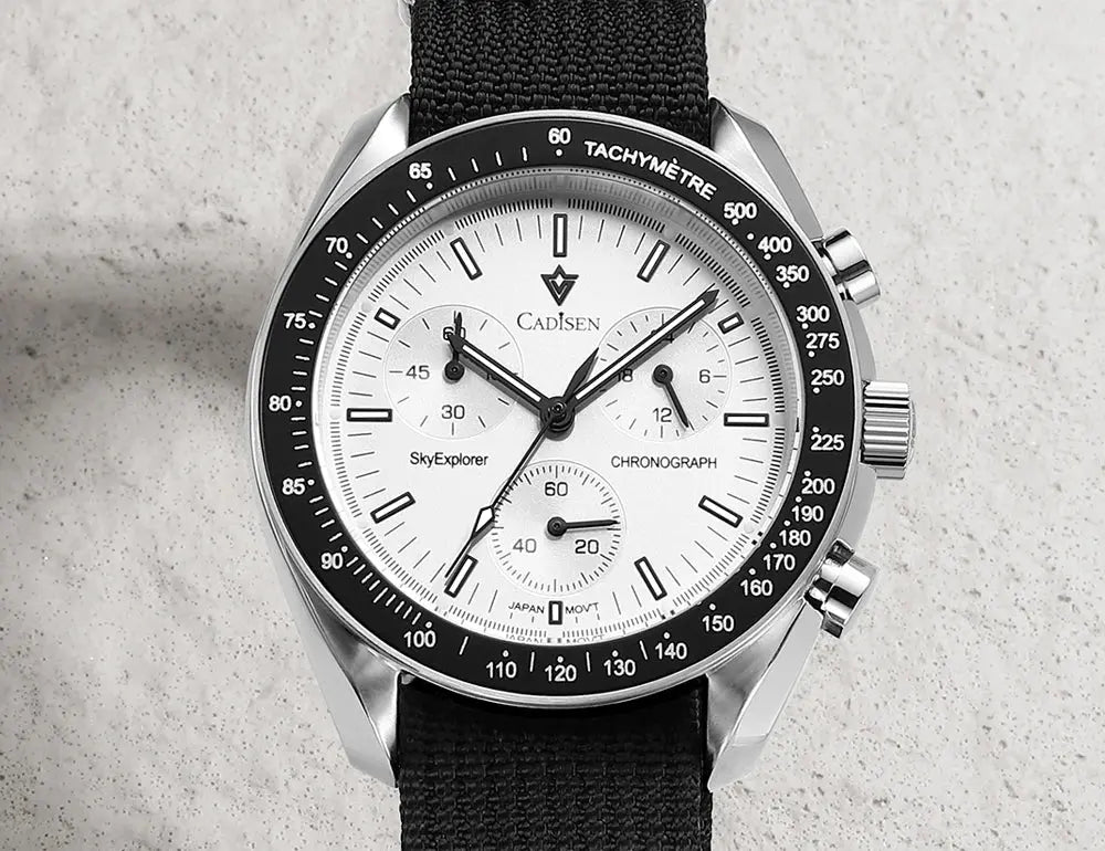 CADISEN New Men's Watches Luxury Quartz Wrist Watch For Men Sapphire AR Coated Crystal Canvas VK68 Speed Chronograph Automatic Gola Watches