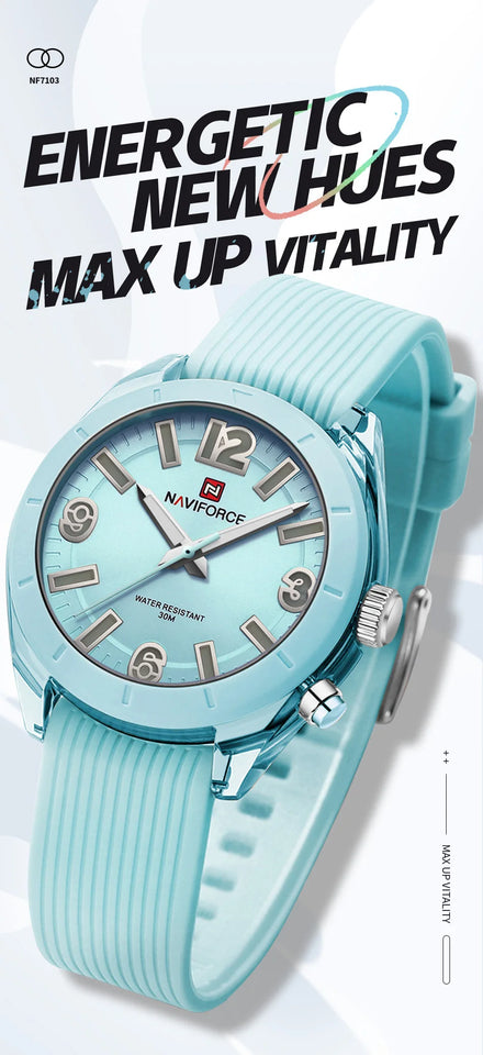NAVIFORCE Women's Waterproof Watch Fashion Casual Luminous Display Quartz Wristwatch with Silicone Band Reloj Mujer High Quality
